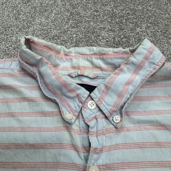 American Eagle Seriously Soft Button Down Shirt Mens XXL Red Blue Striped Cotton - Picture 14 of 15